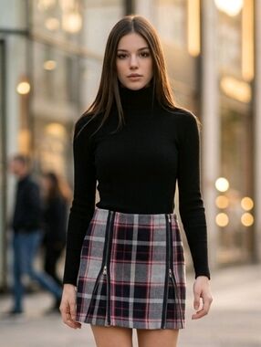 Vintage 2004 Y2K Tommy Hilfiger Plaid School Girl Mini Skirt Full Zip